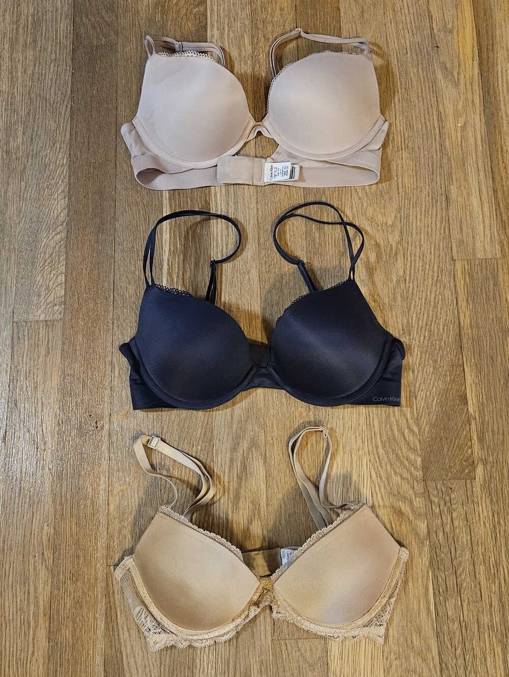 Calvin Klein Nude and Black Everyday Bras Trio